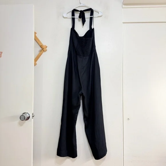 Reformation Malika Linen Black Jumpsuit, Size 10